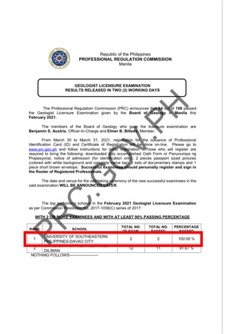 Geologist Licensure Examination .
